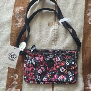 Kipling Black and Pink Floral Crossbody Bag